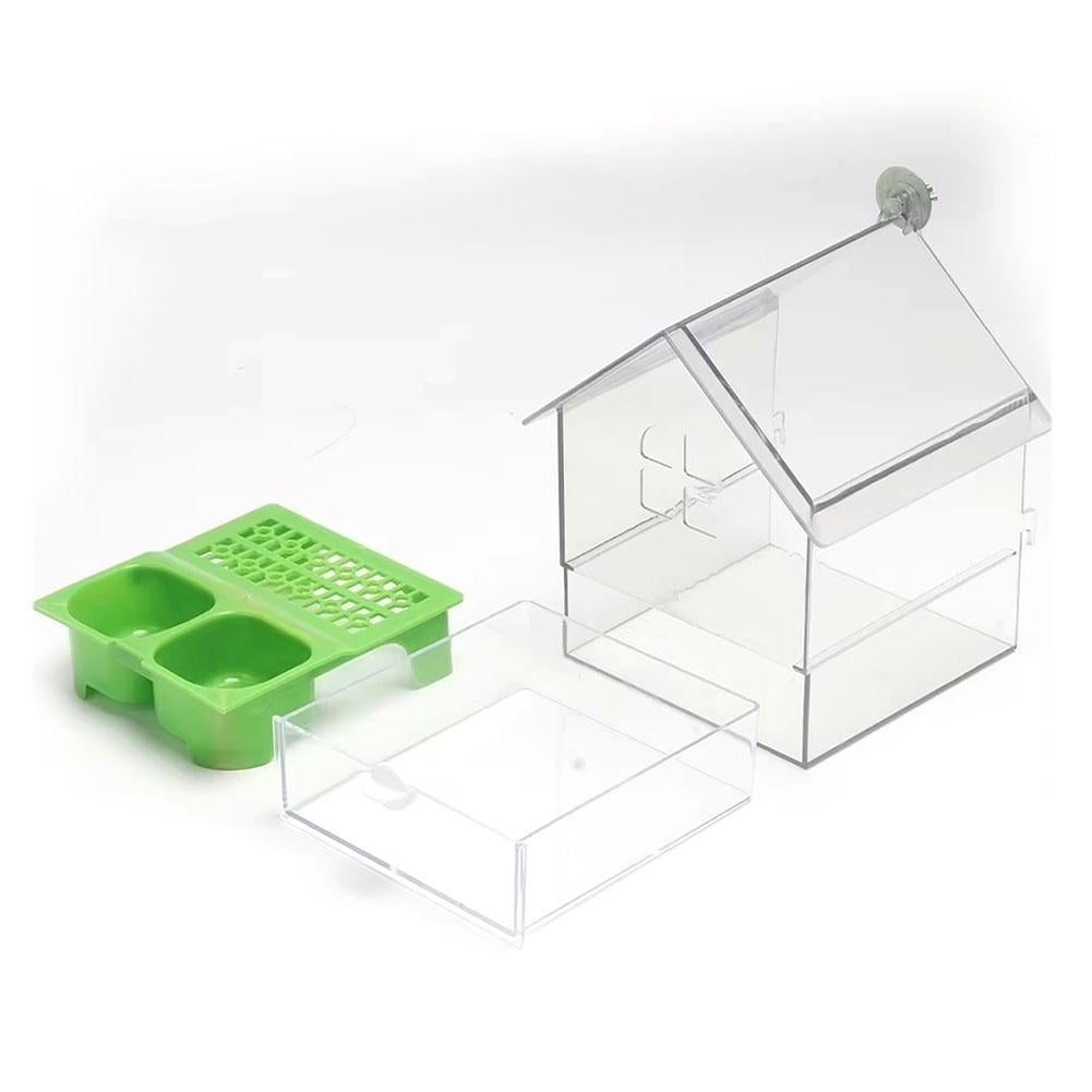 Pull-Out External Parrot Feeder - Dual-Chamber Mess-Free Bird Feeder for Window/Cage