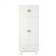 thumbnail image 5 of Ktaxon Wood Closet Wardrobe with 2 Drawers, Four Doors Armoire Wardrobe Cabinet, Versatile Clothes Storage with Optional Shelves&Hanging Rail, White, 5 of 13