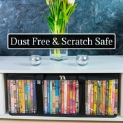 Made Easy Kit DVD Storage Bag Case - Clear PVC Organizer, Triple-Stitched Handles, Dividers - Stackable, Space-Saving, Fits 40 DVDs - Container For Movie Discs, Video Games, VHS Tapes (Black, 2 Bags)