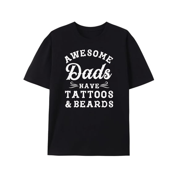 Men's Awesome Dads Tattoos Beards Graphic T-Shirt