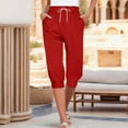 thumbnail image 2 of Kaemgyyd Womens Capri Yoga Pants Loose Drawstring High Waist Cropped Trousers Lounge Solid Pajama Pants with Pockets, 2 of 6