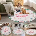 thumbnail image 5 of Pink Flamingo Round Area Rug 6Ft Washable Circle Rugs for Bathroom Office, Tropical Botanical Summer Flower Rustic Non-Slip Carpet Floor Mats Indoor Outdoor Carpet Runner Aesthetic Home Decor, 5 of 8