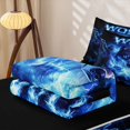 thumbnail image 6 of Manfei Wild Wolf Zipper Twin Comforter Sets with Fitted Sheet and 2 Pillowcases,Blue Fire Pattern Zipper Bedding Set,Black Reversible,4pcs, 6 of 8