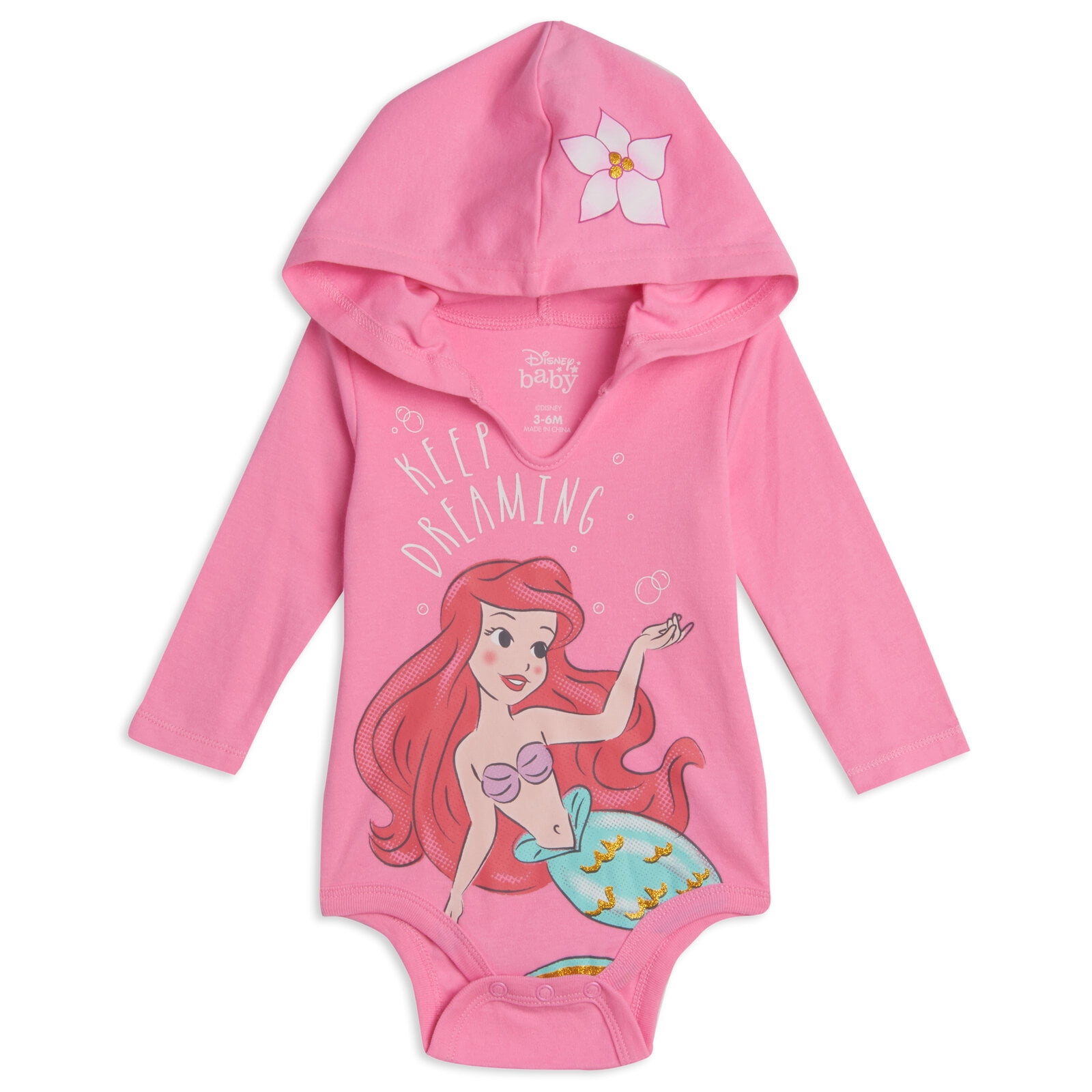 Disney Princess Belle Cinderella Ariel Newborn Baby Girls 3 Pack Bodysuits Newborn to Infant