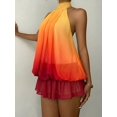 thumbnail image 3 of Purple Ombre Halter Neck Tiered Chiffon Backless Mini Dress For Women, 3 of 7