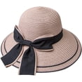 thumbnail image 2 of CoCopeaunts Bow Straw Bucket Hat for Women Summer Foldable Roll up Floppy Basin Hat Packable UV Protection Sun Hat Black Brim, 2 of 8