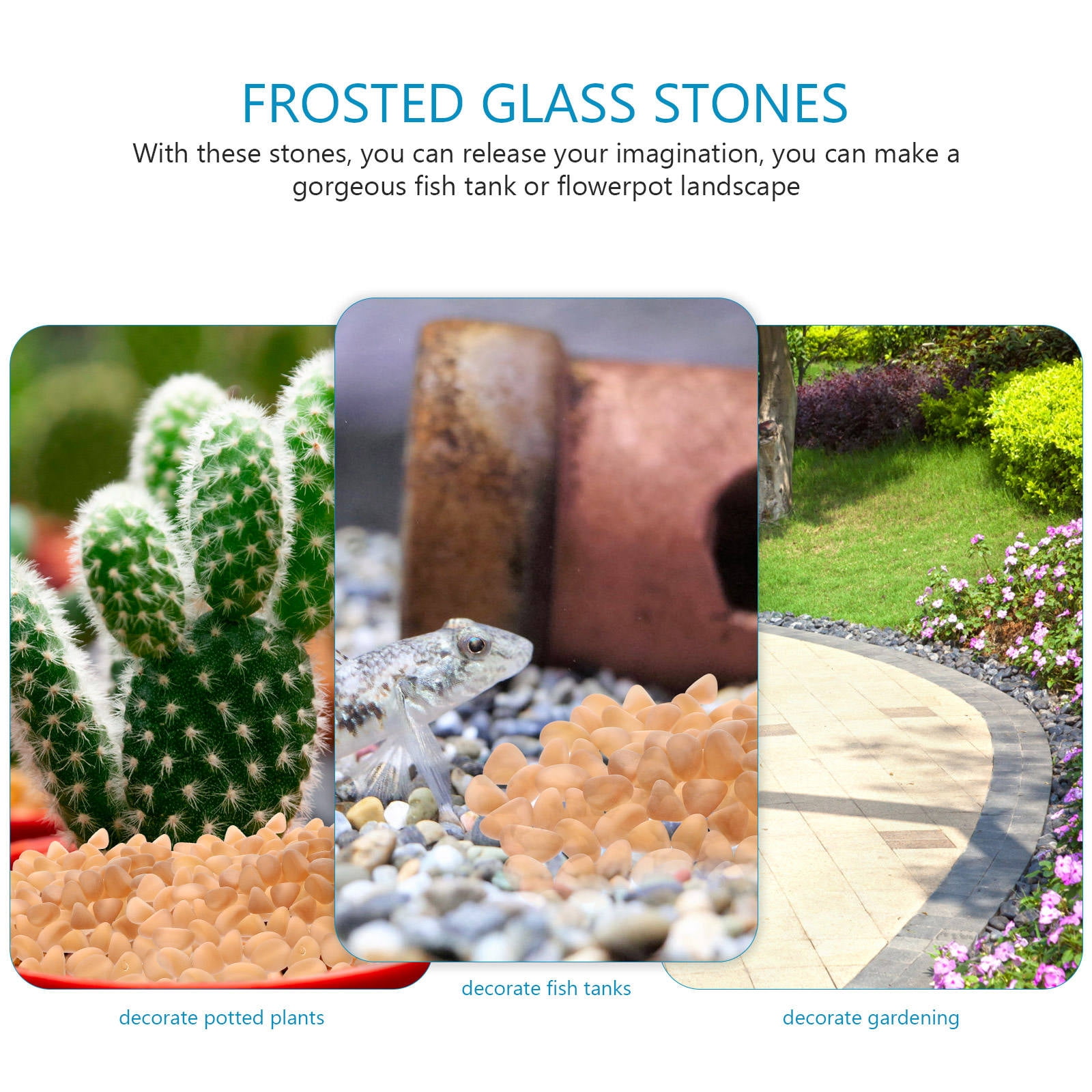 CTIRCHIU Orange Glass Stones for Aquarium Decor and Garden Landscaping, Decorative Fish Accessories