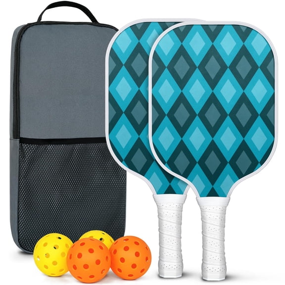 Fighting Series Pickleball Paddles Set Of 2, Fiberglass Surface, 4 Balls & Bag