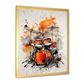 thumbnail image 2 of Designart "Silver Spark Drum Rhythm in Red" Music Framed Wall Art - Vintage Red Music Hallway Framed Wall Art Decor, 2 of 6