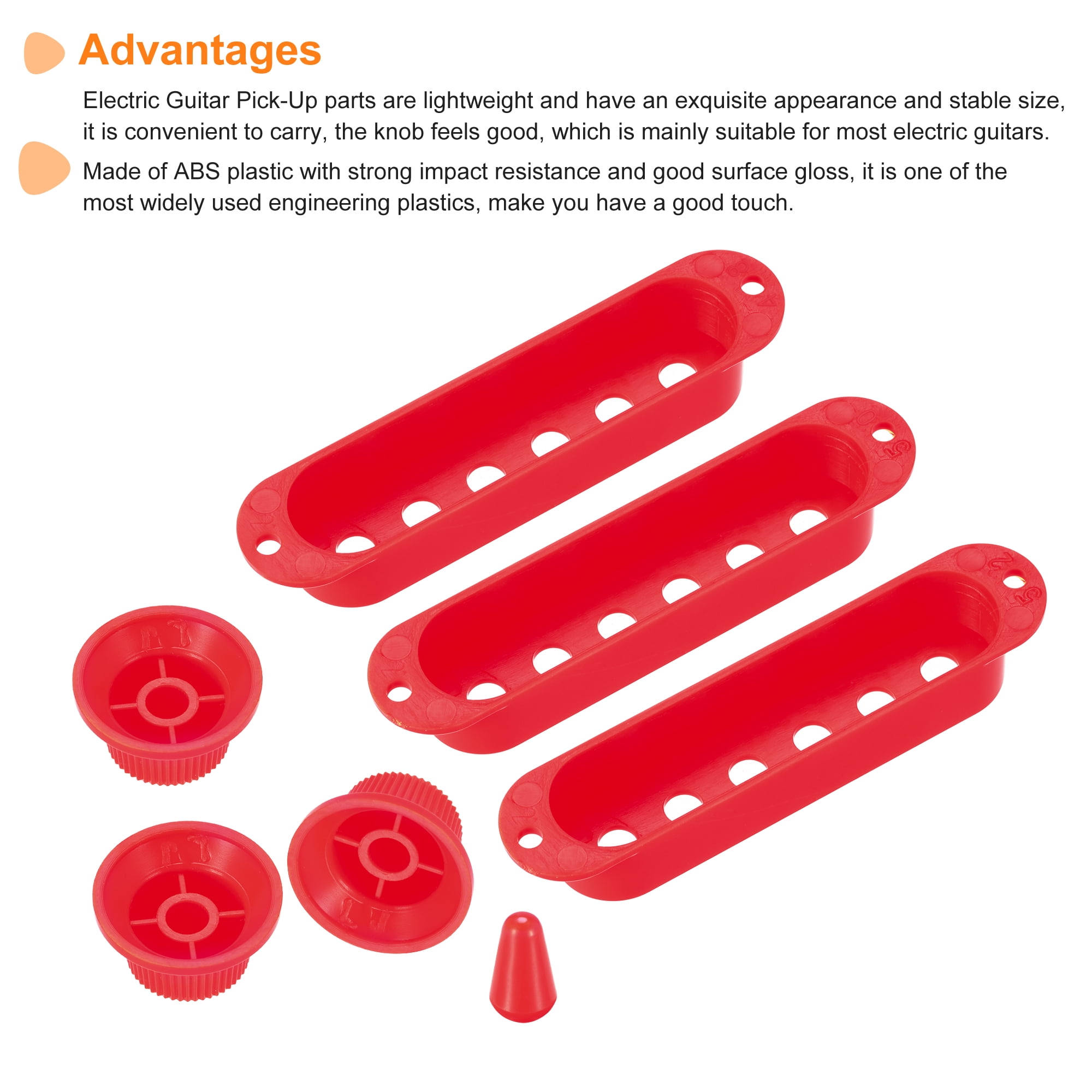 Unique Bargains Pick Up Cover Single Coil Cover Switch Tip Volume and Tone Knobs Red