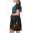 thumbnail image 2 of Easygdp Magical Library Butterfly Night para Vestido Transpirable de Mujer, Vestido Suelto de Manga Corta con Pliegues y Bolsillos para el Verano, 2 of 6
