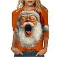thumbnail image 2 of LEKWK Christmas 3/4 Sleeve Shirts for Women Funny Holiday Xmas Graphic Tops Crew Neck Going Out T Shirt Fashion Family Party Outfits, 2 of 5