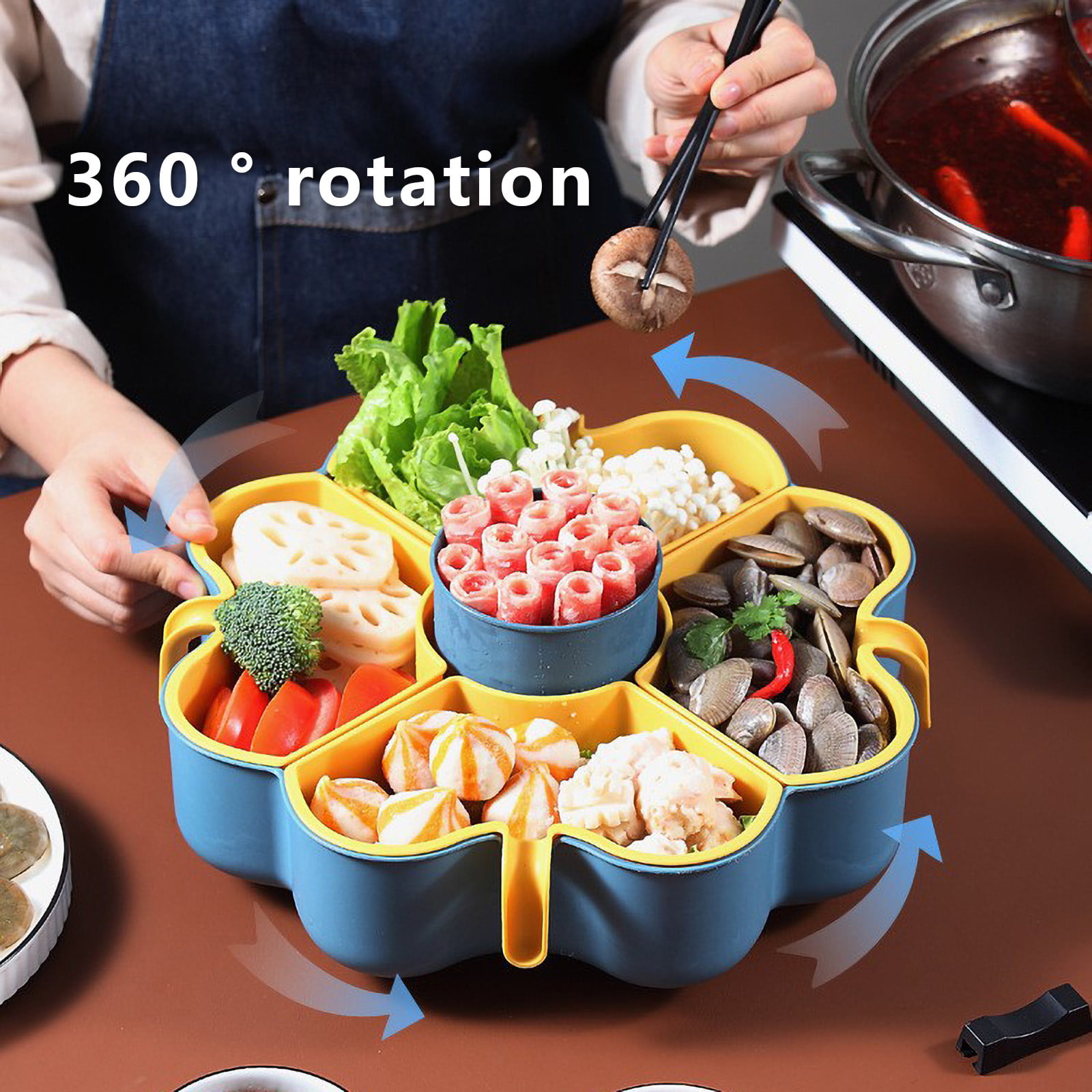 2023 Summer Home and Kitchen Gadgets Savings Clearance! WJSXC Veggies  Platter with Colander, Plastic Rotatable Multi-lLayer Grids for Party,  Serving