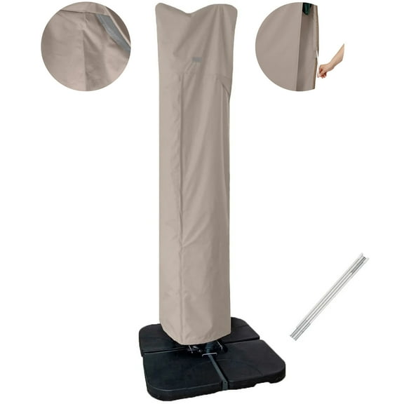 USIONE Patio Umbrella Cover for 9ft to 13ft Offset Umbrella, Water Resistant, Curved Cantilever and Straight Pole Parasol Outdoor Umbrellas Cover