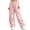 Pink, variant on Girls Cargo Parachute Pants Elastic Waist Wide Leg Streetwear Dance Trousers with Pockets (Pink,7-8 Years )