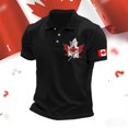 thumbnail image 2 of Telankuip Polo Shirts for Men Fashion Canadian Flag Pattern Lapel Button Short Sleeve Tops Casual Summer Beach Travel T Shirts Plus Size for Outdoor Activities and Daily Wear Black XL, 2 of 3
