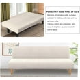 thumbnail image 2 of Turquoize Checks Jacquard Fabric Armless Futon Cover Stretch Sofa Bed Slipcover Protector with Elastic Bottom, Ivory, 2 of 6