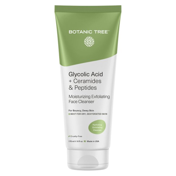 Botanic Tree Jabón facial para hombre con ácido glicólico y carbón activado (6 oz.) - Limpiador exfoliante facial energizante y de limpieza profunda