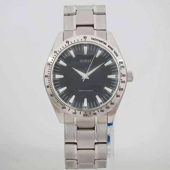 Pre-Owned Guess Chase 42mm Steel Black Dial Mens Quartz Watch U10584G1 (Good)