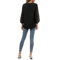 thumbnail image 5 of hirigin Women's Spring Autumn Jacquard Shirt 3/4 Sleeve V Neck Patchwork Chiffon Blouses, 5 of 6