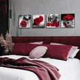 thumbnail image 3 of Red and Black Rose Canvas Wall Art Living Room Decor Black and White Couples Bedroom Decor Floral Posters Bathroom Pictures Modern Family Painting for Kitchen Artwork Home Decoration 16x16" 4 Pcs/Set, 3 of 6