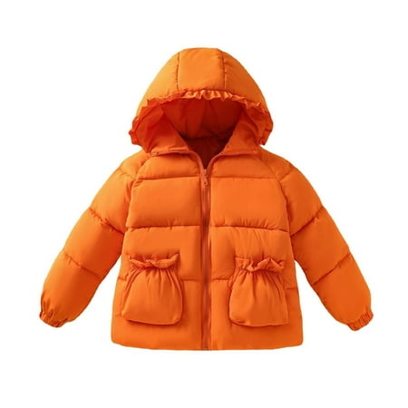 

Winter Casual Kids Boys Outerwear Toddler Girls Long Sleeve Winter Warm Outwear Jacket Coat Solid Color Orange Outwear Fashion
