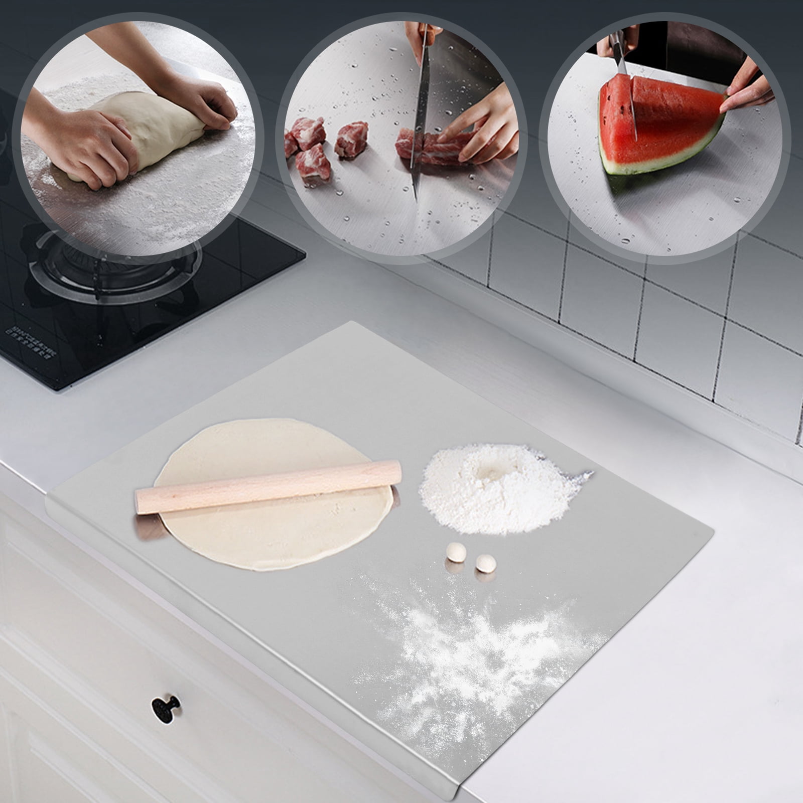 Stainless Steel Cutting Board with L-Shaped Edge, Easy to Clean and Mold-Resistant for Effortless Food Preparation