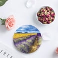 thumbnail image 4 of FMSHPON Lavender Field Landscape Set of 6 Round Coaster for Drinks, Absorbent Ceramic Stone Coasters Cup Mat with Cork Base for Home Kitchen Room Coffee Table Bar Decor, 4 of 6