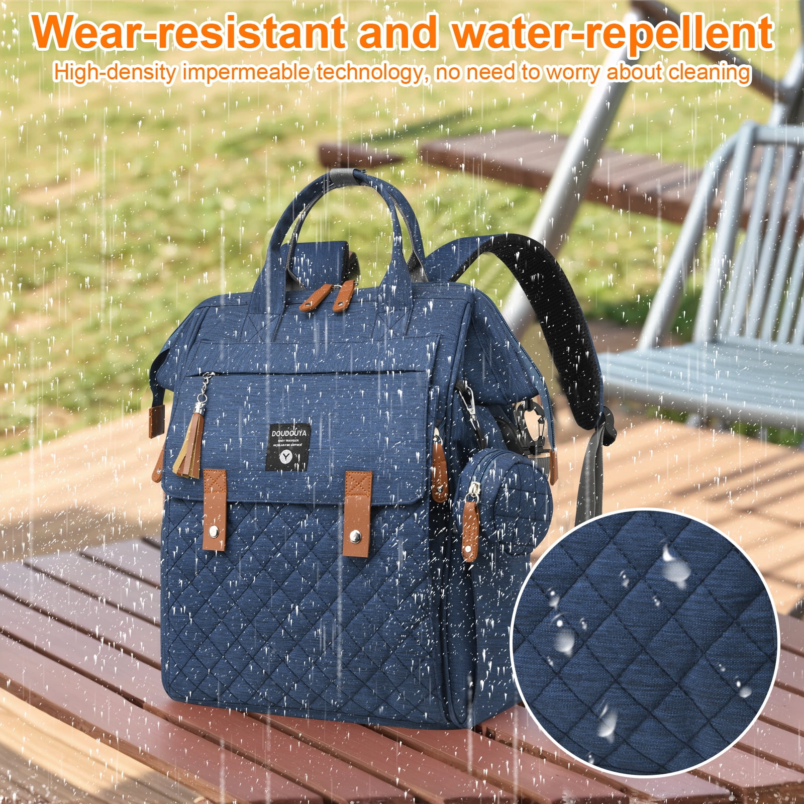 Eurhowing Baby Diaper Bag Backpack for Mom & Dad, Large Capacity Baby Bag with Stroller Straps & Insulated Pocket, Waterproof Diaper Backpack for Travel, Blue