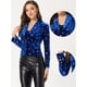thumbnail image 2 of Chaqueta De Traje De Oficina De Negocios Con Solapa Y 1 Botón De Terciopelo Para Mujer Estrella Azul Real M, 2 of 6