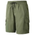 thumbnail image 4 of USNSM Cargo Shorts for Men Drawstring Elastic Waist Shorts with Multi Pockets Solid Color Casual Workout Sport Pants Green M, 4 of 9