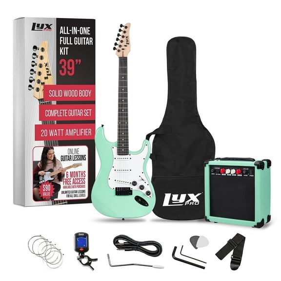 LyxPro Beginner 39” Electric Guitar & Electric Guitar Accessories, Black