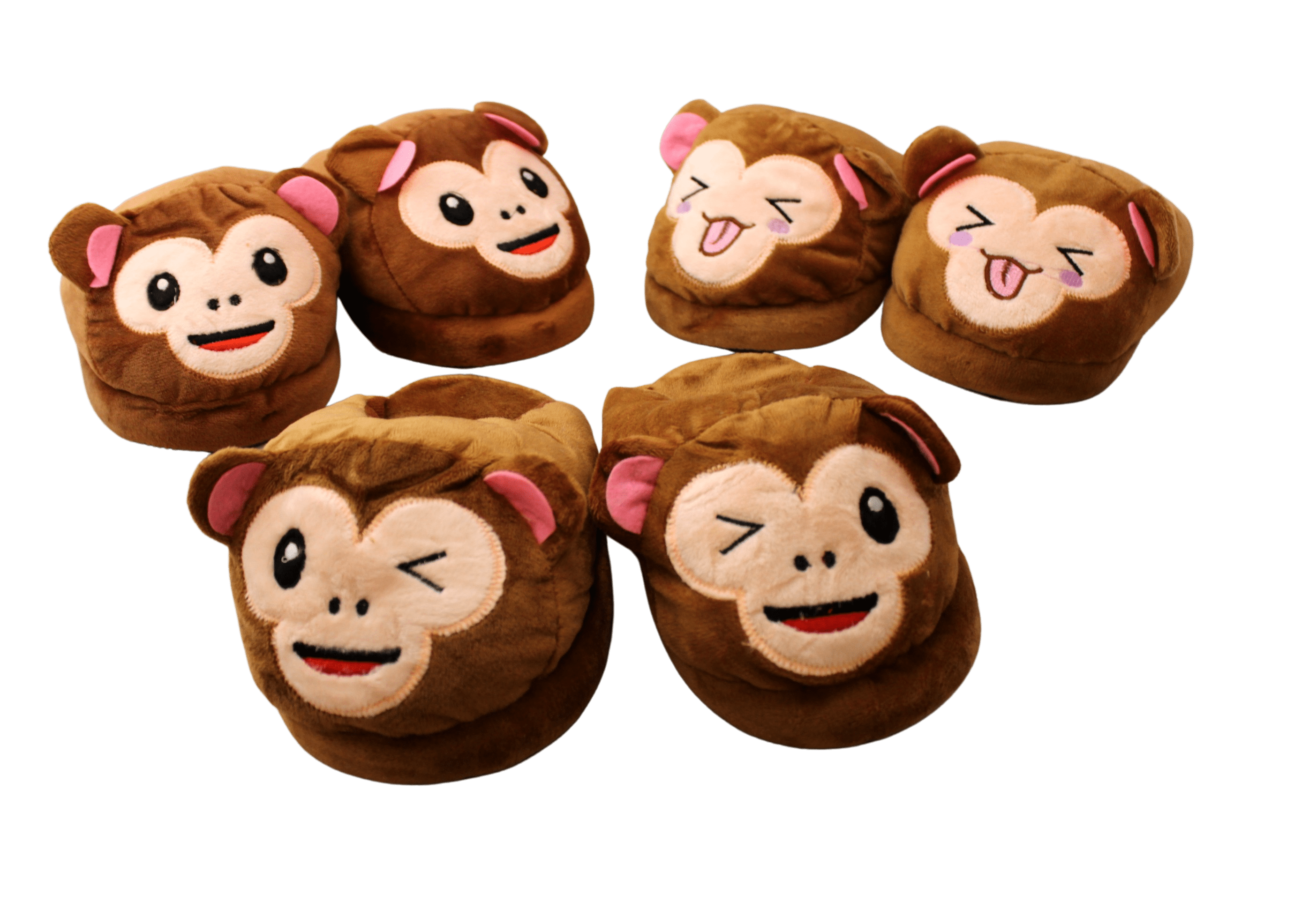 Children's Kids Monkey Slippers Plush Soft Comfortable Memory Foam with Non-Slip Bottom Warm Brown Size Large