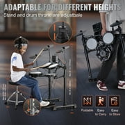 KFFKFF Electronic Drum Set, Collection of 15 Drum Kits & 150 Unique Sounds, USB MIDI Compatible 8 in Soft Mesh Snare Drum Set with 10 in Cymbals, Drum Sticks & Headphones