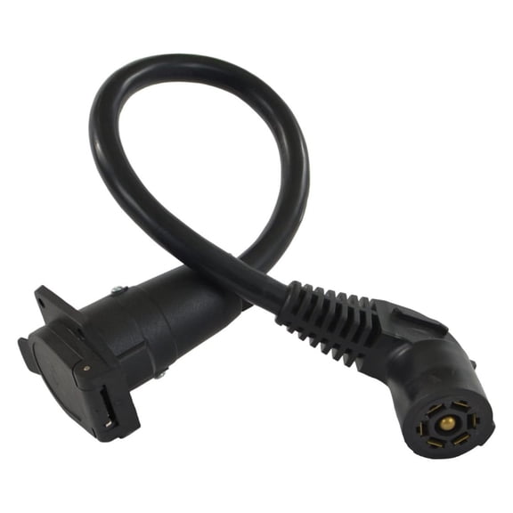 11110-024EX 7-Way Travel Trailer Extension Cord with Elbow Plug (2-Feet), Black