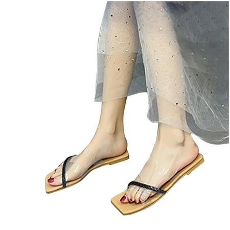 

Boho Slide Sandals for Women Girls Dressy Low Wedge Sandal Casual Open Toe Flat Sandals Summer Beach Slip on Sandals Platform Sandals