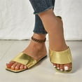 thumbnail image 5 of Vortread Women's Stone-Textured Leather Slides , Golden Lightweight Flat Sandals Size 10, 5 of 6