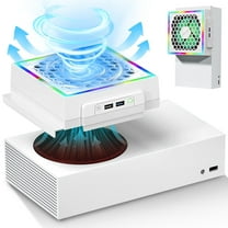 TSV Cooling Fan Fit for Xbox Series S, Horizontal/Vertical Cooling Stand with 7 Kinds of RGB Light Modes, Low Noise External Cooling Fan, 3 Levels Adjustable Speed Heat Dissipation, 2 Extra USB Ports