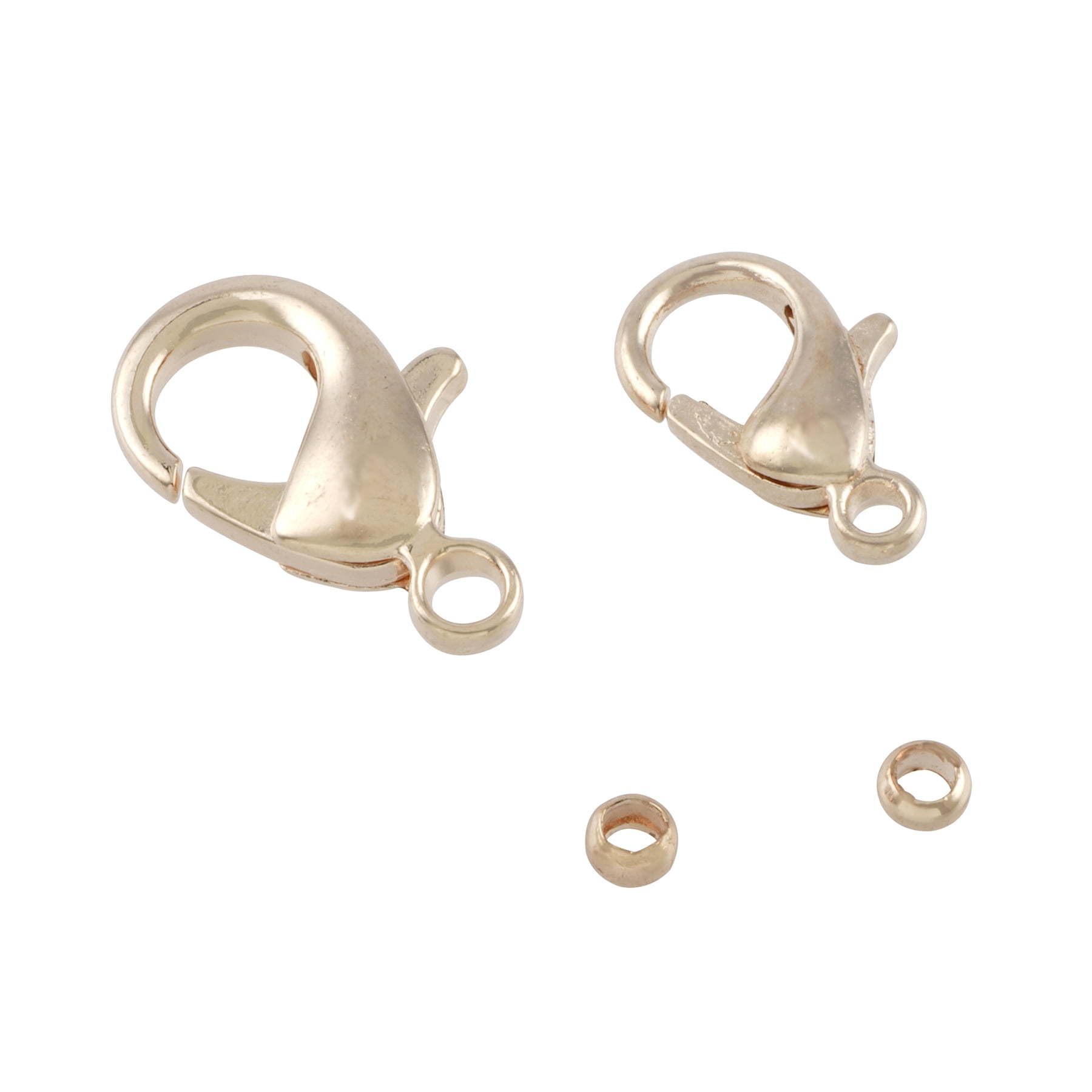 Rose Gold Lobster Clasps & Crimps Set by Bead Landing – 76 Pieces per Set (912 Total) - 12mm & 15mm Clasps in Assorted Finishes for Jewelry Making - 12 Pack