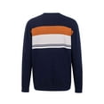 thumbnail image 6 of Krumba Mens Plus Size Cotton Crew Neck Big&Tall Long Sleeve Pullover Navy Mixed Stripe Oversized Sweater 4XL, 6 of 10