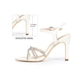 thumbnail image 2 of BLISSFUL STEP Open Toe Rhinestone Heel Slingback Stiletto Heels Sandals for Women White (Size 7), 2 of 7