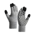 thumbnail image 2 of Men Gloves Winter Fleece Reinforced Knitted Wool Cycling Screen Gloves, 2 of 3