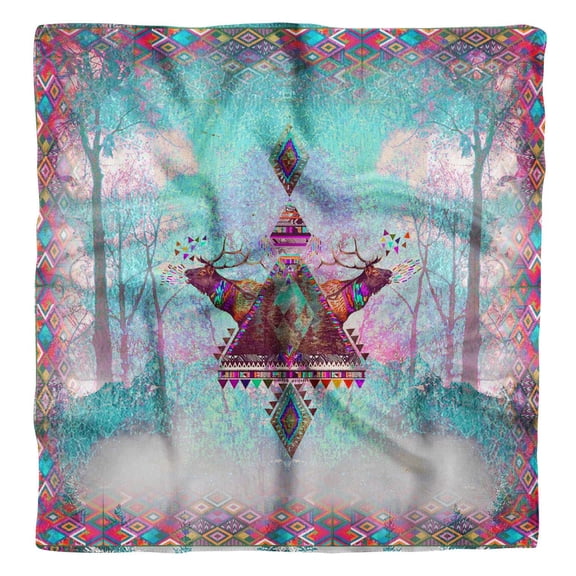 Phagun Blue Deer Jungle Pure Silk Printed Scarf Square Dupatta Head Neck Wrap Bandanas For Women