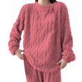 thumbnail image 5 of BLOCLOALO 2 Piece Lounge Set Pullover Crewneck Sweater New Soft Cotton Velvet Warm Set Towel Velvet Warm Home Couple Leisure Set Long Sleeve Tops Womens Pajama Sets Soft Lounge Set Hot Pink Xxl, 5 of 7