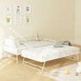 thumbnail image 6 of UHOMEPRO Metal Twin Daybed with Trundle Included, Adjustable Daybed with Pop Up Twin Folding Trundle, Sofa Bed Frame with Adjustable Trundle Steel for Living Room Bedroom Guest Room, White, 6 of 12