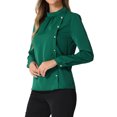 thumbnail image 4 of INSPIRE CHIC Women's Elegant Stand Collar Work Office Long Sleeve Blouse Shirts, 4 of 5