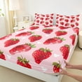 thumbnail image 3 of Manfei Kawaii Strawberry Full Size Sheets,Red Fruit Bed Sheets,Heart Print Sheet Sets,Breathable Bedroom Decor,4 Pieces, 3 of 7
