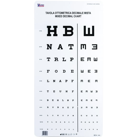 Bawsh Kashsurg MIXED Decimal Eye Chart 3 Meter Size 22 x 11 Inch