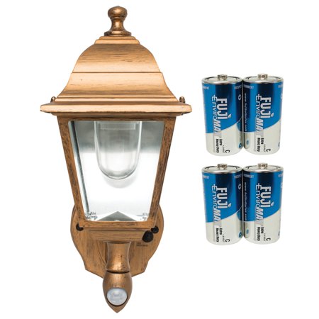 MAXSA Innovations 48219 Battery-Powered Motion-Activated Wall Sconce (Copper) & Fuji Batteries 3200BP2 EnviroMax C Extra Heavy-Duty Batteries  4 pk
