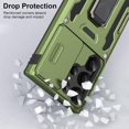 thumbnail image 3 of Samsung Galaxy S24 Ultra Case with Slide Camera Cover Shockproof Phone Case with 360°Rotate Magnetic Ring Stand for Galaxy S24 Ultra 6.8 inch - Green, 3 of 14